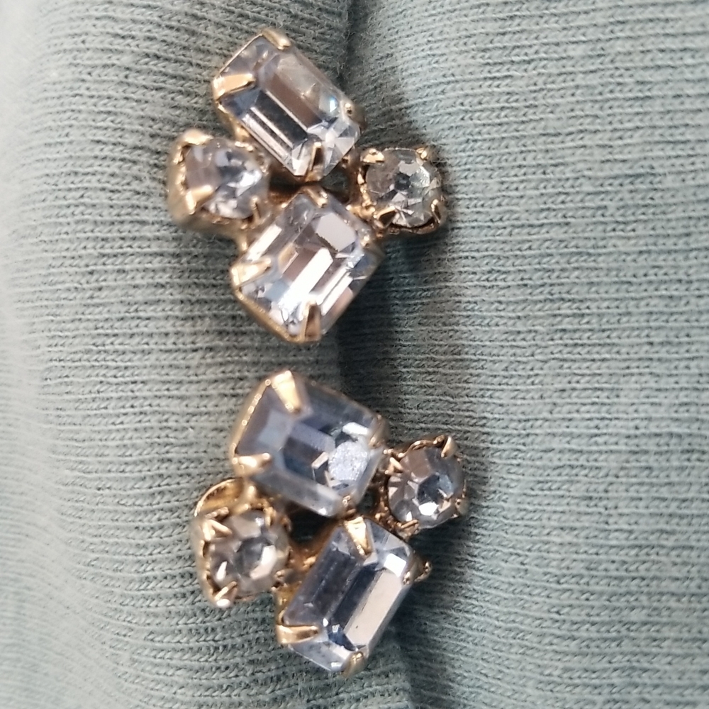Vtg blue topaz rhinestone earrings